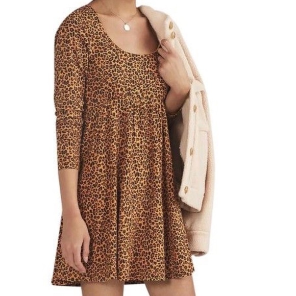 Nwt Daily Practice by Anthropologie Square Neck Mini Dress Animal Leopard Print - Picture 9 of 10